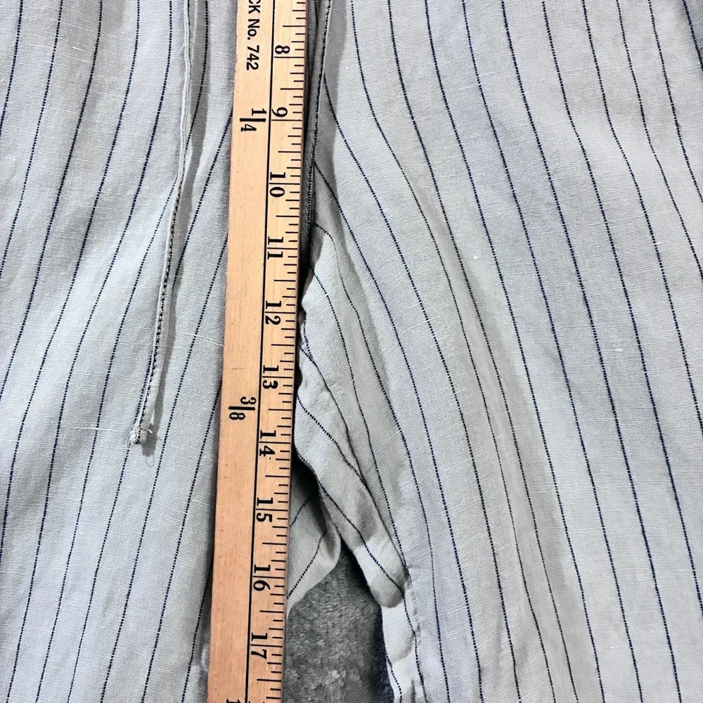 H&M Linen Blend Striped Pants Small Coastal Beachy Boho Lagenlook Capsule Resort